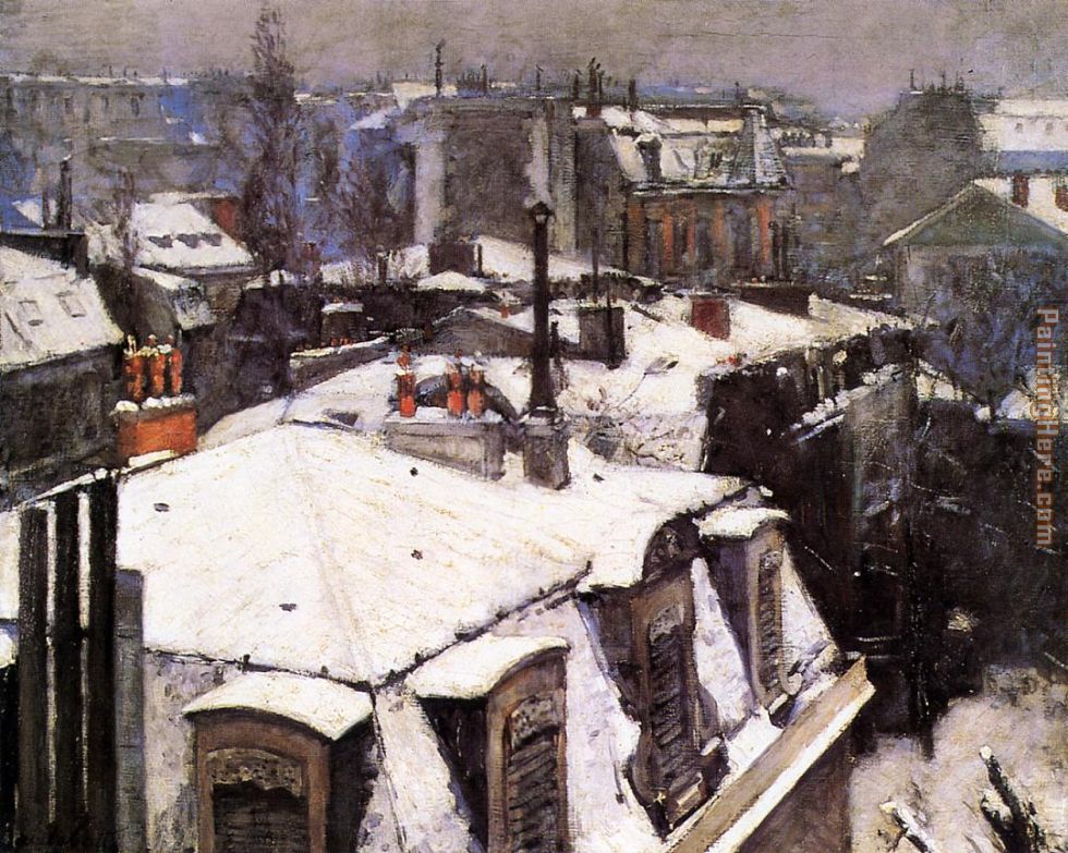 Rooftops Under Snow painting - Gustave Caillebotte Rooftops Under Snow art painting